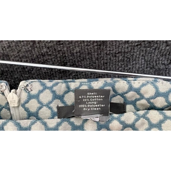 Ann Taylor Lined Front Vent Skirt Womens Size 10 Blue Geometric‎ Back Zip - Picture 4 of 8